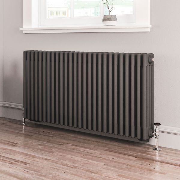 Eastbrook Rivassa 600 x 425 Matt Anthracite 4 Column Horizontal Radiator #2