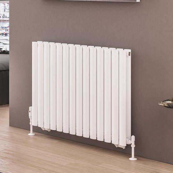 Eastbrook Tunstall Double 600 x 825 Horizontal Matt White Designer Radiator