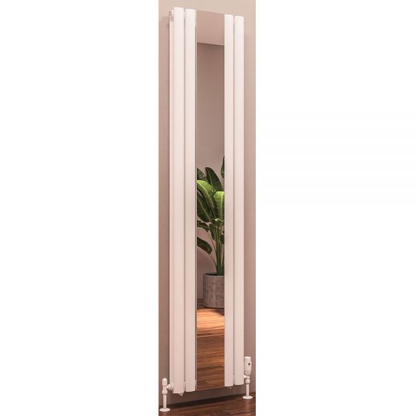 Eastbrook Tunstall Mirrored 1800 x 500 Vertical Matt White Designer Radiator