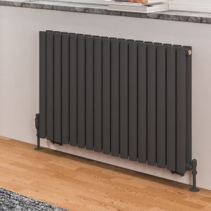 Eastbrook Tunstall Double 600 x 589 Horizontal Matt Anthracite Designer Radiator