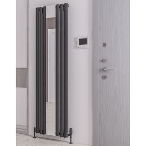 Eastbrook Tunstall Mirrored 1800 x 380 Vertical Matt Anthracite Designer Radiator