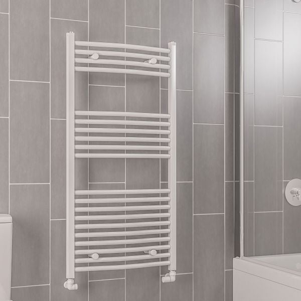 Eastbrook Wingrave 1000 x 600 Curved Gloss White Towel Rail