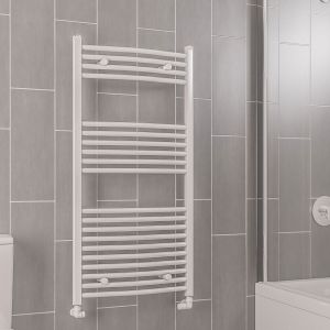Eastbrook Wingrave 800 x 500 Curved Gloss White Towel Rail