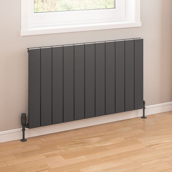 Eastbrook Charlton 600 x 1230 Horizontal Matt Anthracite Designer Aluminium Radiator