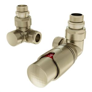 Eastbrook Brushed Brass Corner TRV Radiator Valves