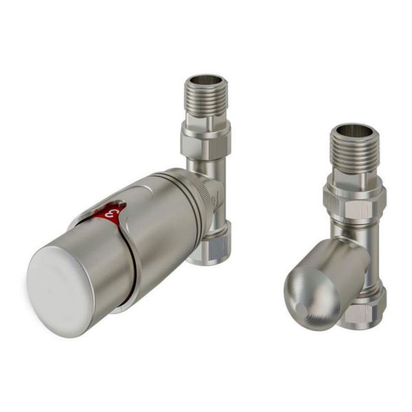 Eastbrook Brushed Nickel Straight TRV Radiator Valves