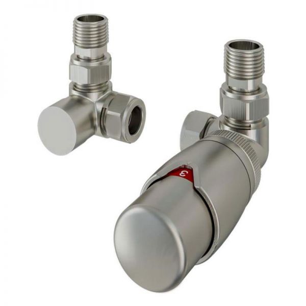 Eastbrook Darlington Brushed Nickel Corner TRV Radiator Valves