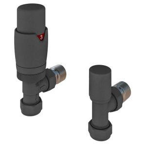 Eastbrook Darlington Matt Anthracite Angled TRV Radiator Valves