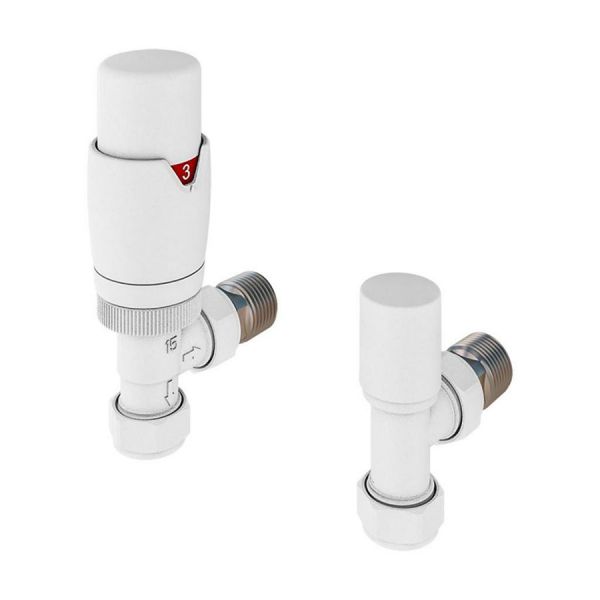 Eastbrook Darlington Matt White Angled TRV Radiator Valves