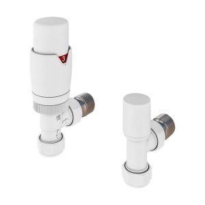 Eastbrook Darlington Matt White Angled TRV Radiator Valves