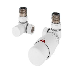 Eastbrook Darlington Matt White Corner TRV Radiator Valves
