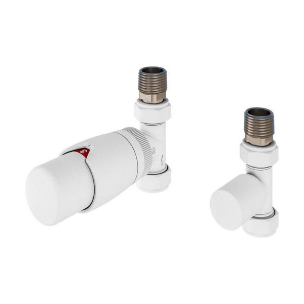 Eastbrook Darlington Matt White Straight TRV Radiator Valves