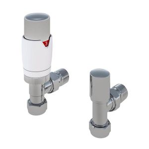 Eastbrook Darlington White and Chrome Angled TRV Radiator Valves