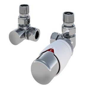 Eastbrook Darlington White and Chrome Corner TRV Radiator Valves
