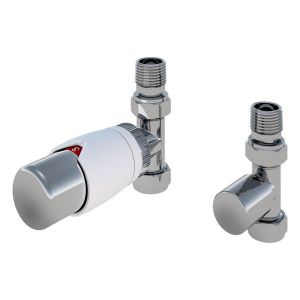 Eastbrook Darlington White and Chrome Straight TRV Radiator Valves