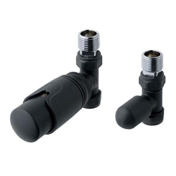 Eastbrook Matt Anthracite Straight TRV Radiator Valves