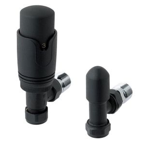 Eastbrook Matt Black Angled TRV Radiator Valves