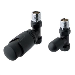 Eastbrook Matt Black Straight TRV Radiator Valves
