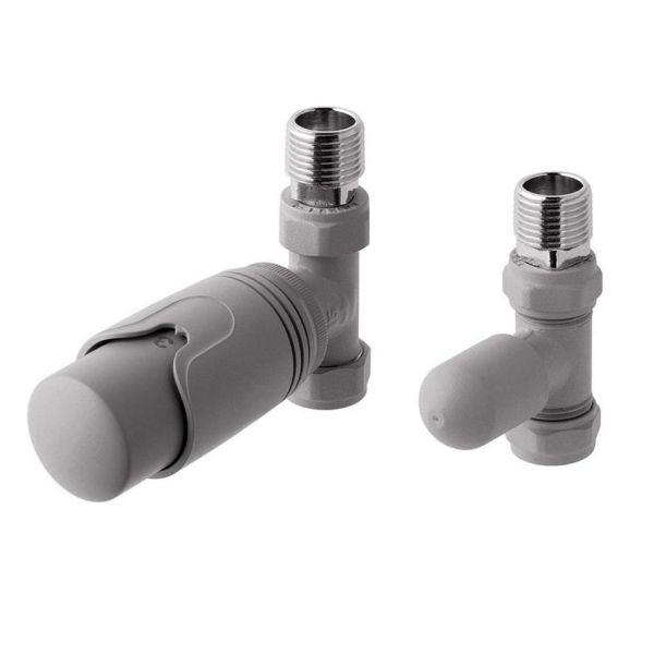 Eastbrook Matt Grey Straight TRV Radiator Valves