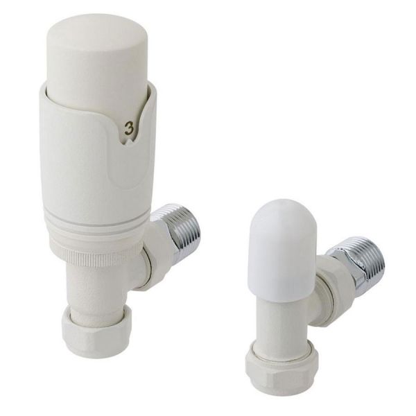 Eastbrook Matt White Angled TRV Radiator Valves