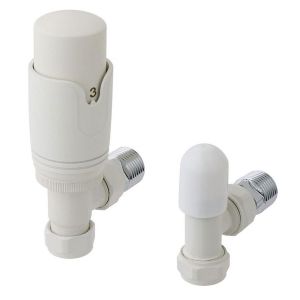 Eastbrook Matt White Angled TRV Radiator Valves