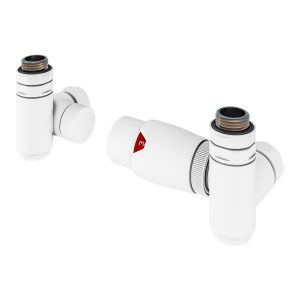 Eastbrook Matt White Corner Dual Fuel TRV Radiator Valves