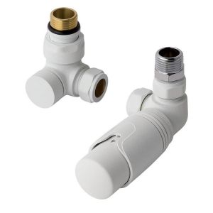 Eastbrook Matt White Corner TRV Radiator Valves