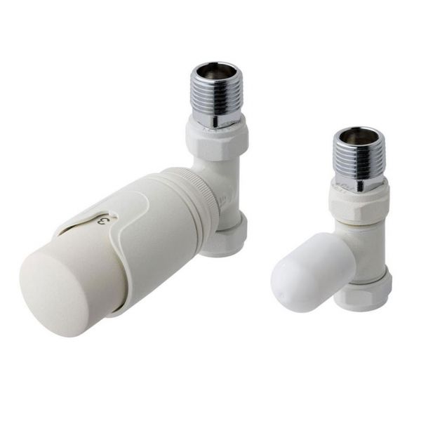 Eastbrook Matt White Straight TRV Radiator Valves