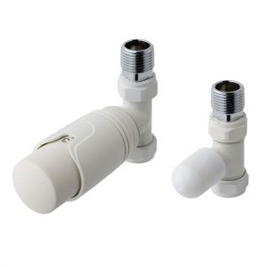 Eastbrook Matt White Straight TRV Radiator Valves
