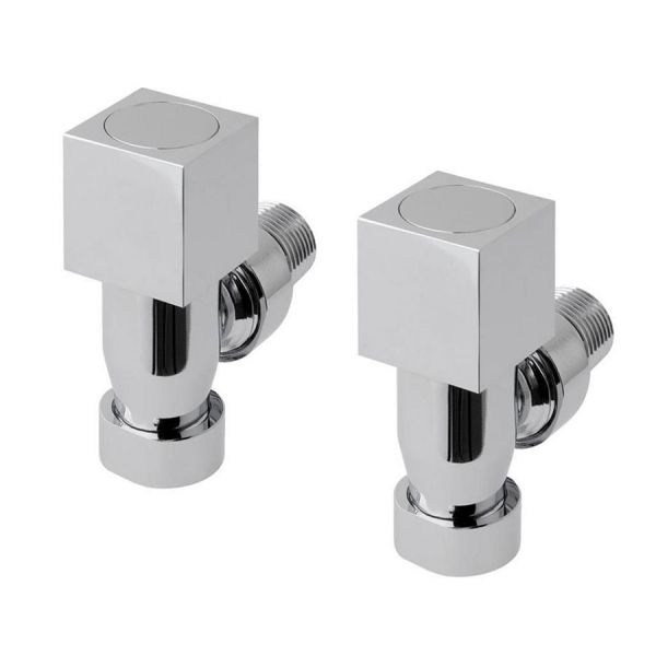 Eastbrook Minimalist Square Chrome Angled Manual Radiator Valves