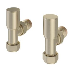 Eastbrook Round Brushed Brass Angled Manual Radiator Valves