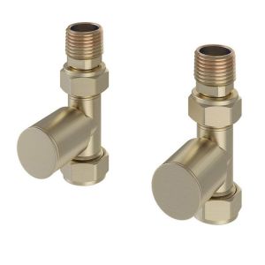 Eastbrook Round Brushed Brass Straight Manual Radiator Valves