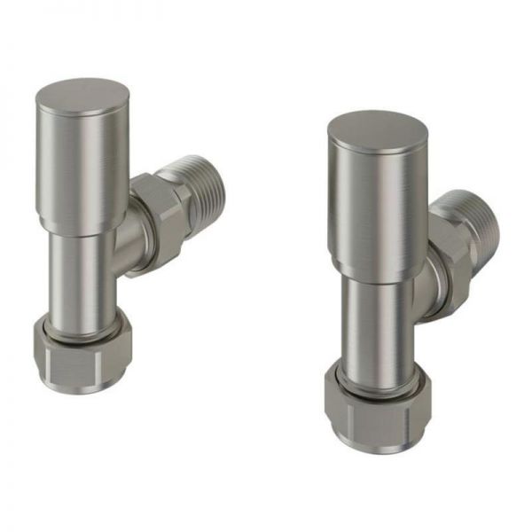 Eastbrook Round Brushed Nickel Angled Manual Radiator Valves