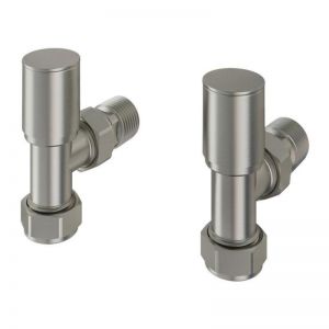 Eastbrook Round Brushed Nickel Angled Manual Radiator Valves