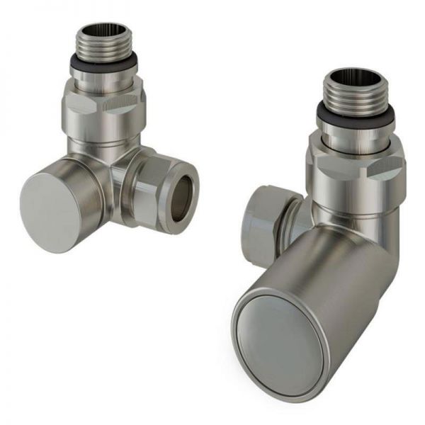 Eastbrook Round Brushed Nickel Corner Manual Radiator Valves