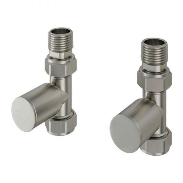 Eastbrook Round Brushed Nickel Straight Manual Radiator Valves