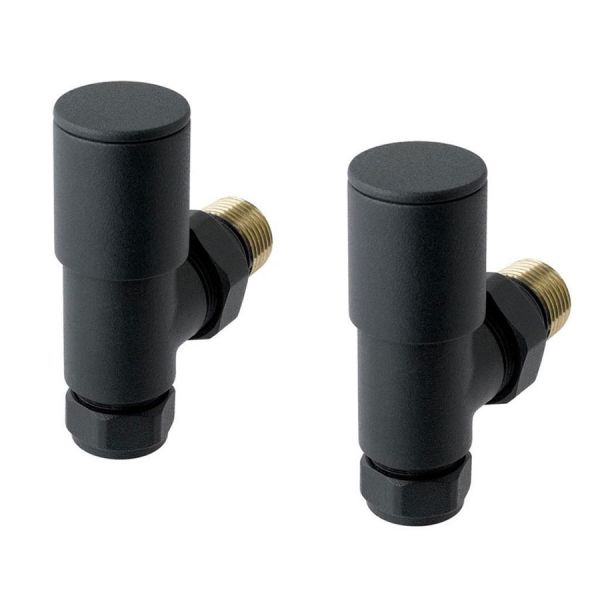 Eastbrook Round Matt Anthracite Angled Manual Radiator Valves