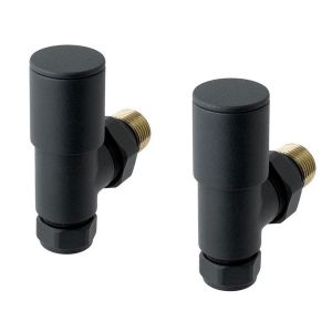 Eastbrook Round Matt Anthracite Angled Manual Radiator Valves