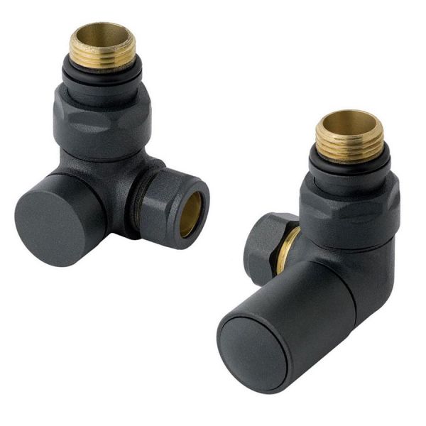 Eastbrook Round Matt Anthracite Corner Manual Radiator Valves