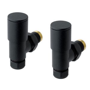 Eastbrook Round Matt Black Angled Manual Radiator Valves