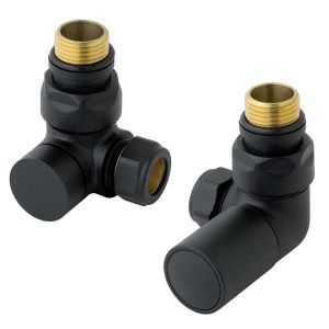 Eastbrook Round Matt Black Corner Manual Radiator Valves