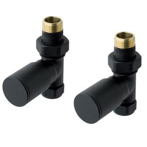 Eastbrook Round Matt Black Straight Manual Radiator Valves