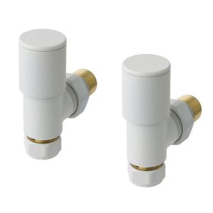 Eastbrook Round Matt White Angled Manual Radiator Valves