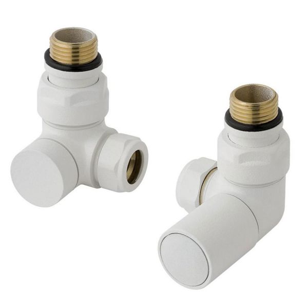 Eastbrook Round Matt White Corner Manual Radiator Valves