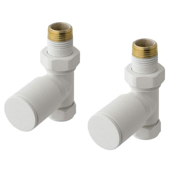 Eastbrook Round Matt White Straight Manual Radiator Valves - 41.3013