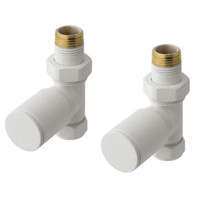 Eastbrook Round Matt White Straight Manual Radiator Valves