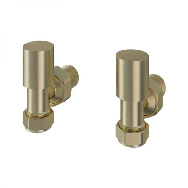 Eastbrook Rounded Brushed Brass Angled Manual Radiator Valves