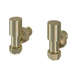 Eastbrook Rounded Brushed Brass Angled Manual Radiator Valves