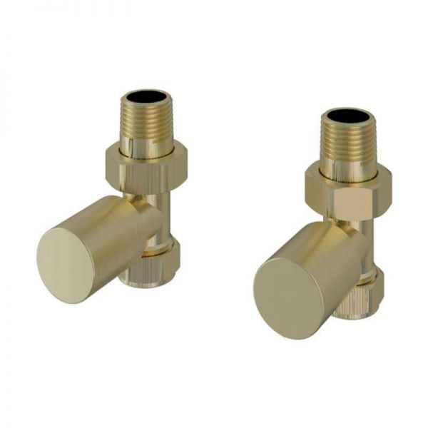 Eastbrook Rounded Brushed Brass Straight Manual Radiator Valves