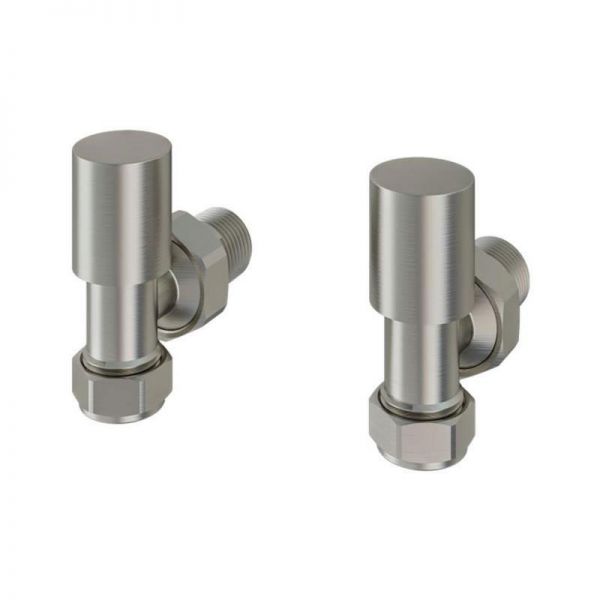 Eastbrook Rounded Brushed Nickel Angled Manual Radiator Valves